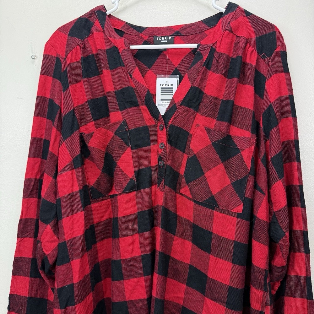 NWT Torrid Harper Buffalo Plaid Soft Flannel Pullover Tunic Shirt Size 1X - Picture 7 of 12